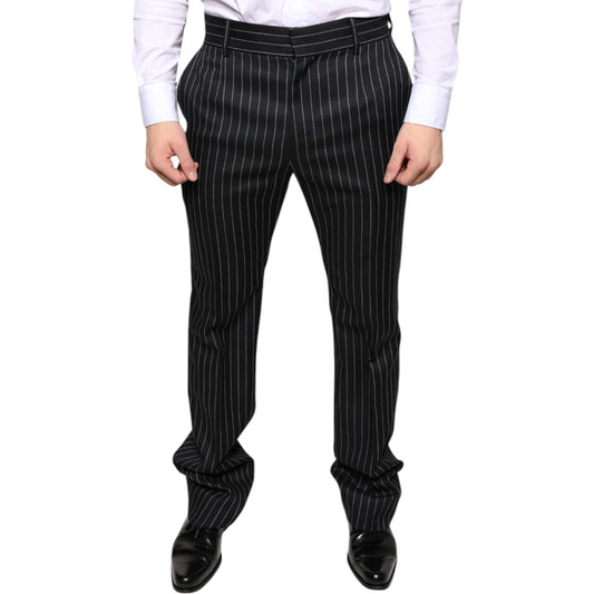 Dolce & Gabbana Black Stripes Skinny Men Dress Pants
