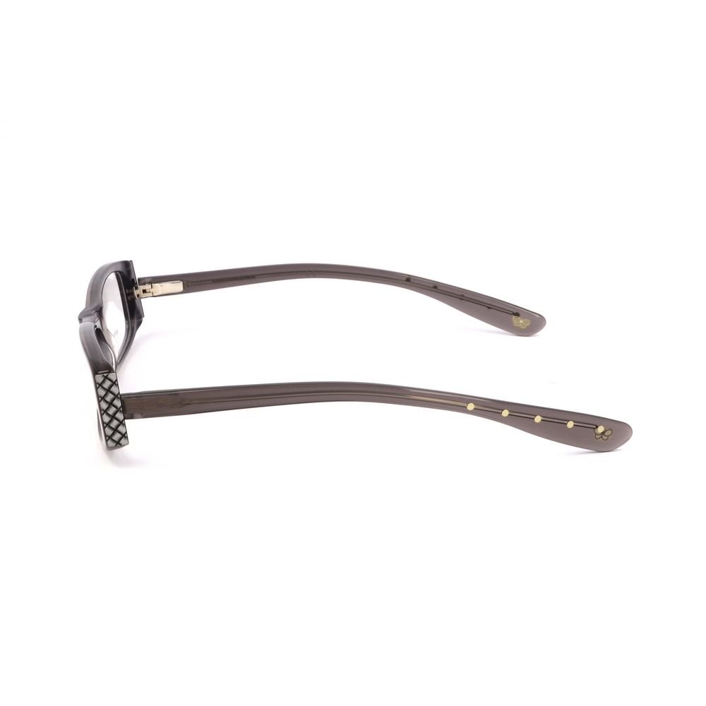 Side view of Bottega Veneta Gray Acetate Frames showing temple length and gray color detailing.