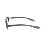 Side view of Bottega Veneta Gray Acetate Frames showing temple length and gray color detailing.