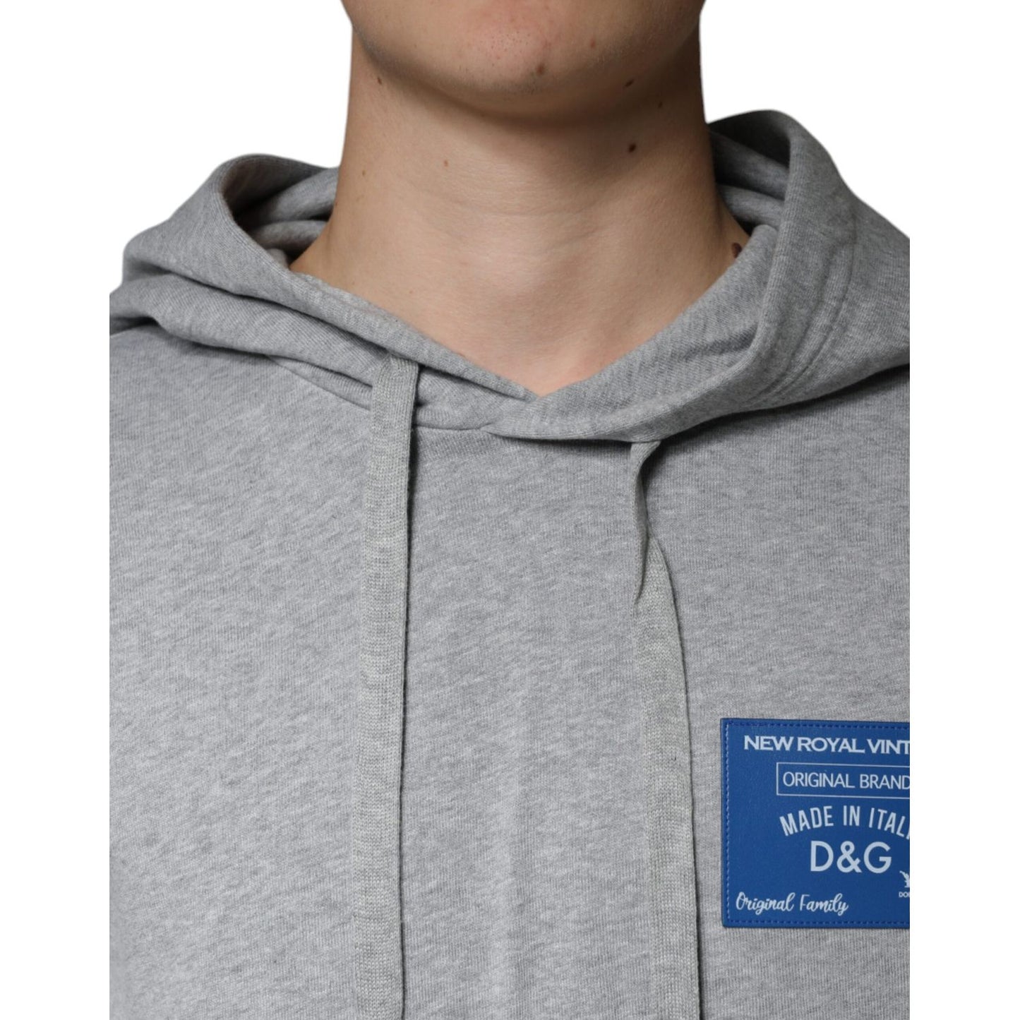 Dolce & Gabbana Gray Cotton Logo Hooded Sweatshirt Sweater