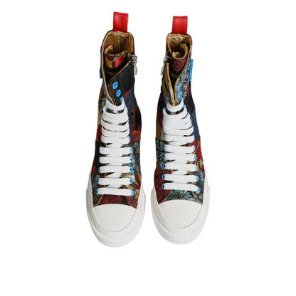 Dolce & Gabbana Multicolor Patchwork High Top Sneakers Shoes