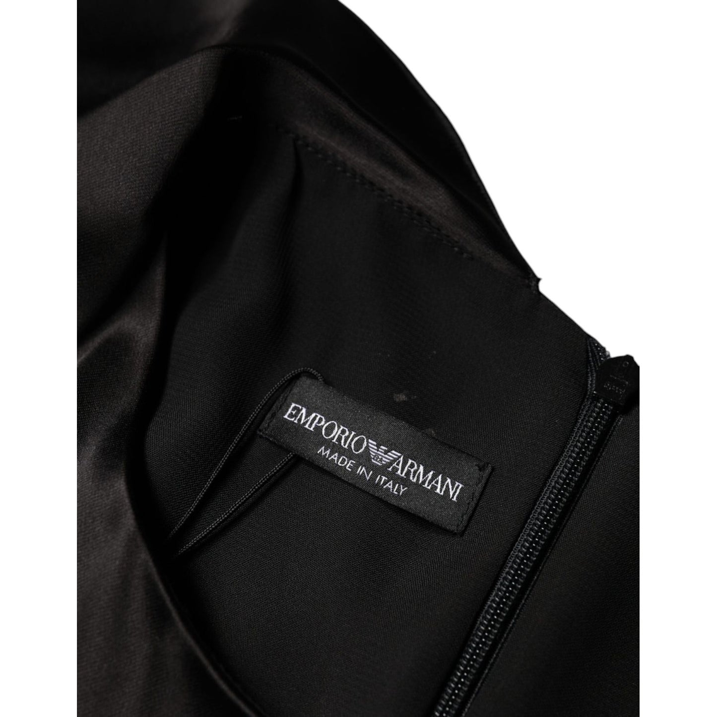 Emporio Armani Black Satin Long Sleeves Wrap Sheath Mini Dress