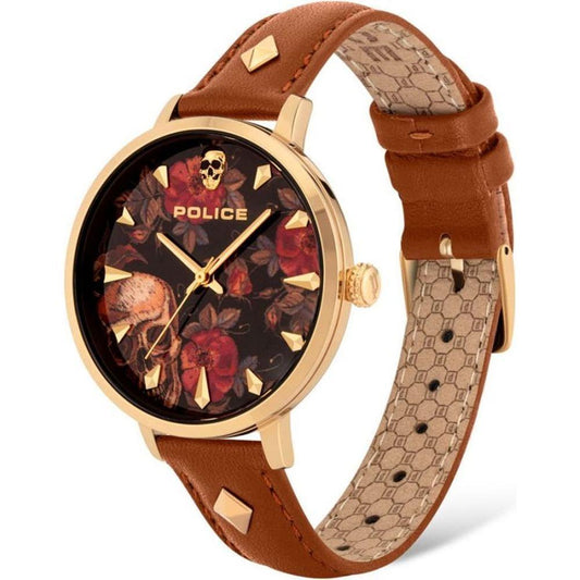 Police Brown Leather Watch POPL16034MSG02AC
