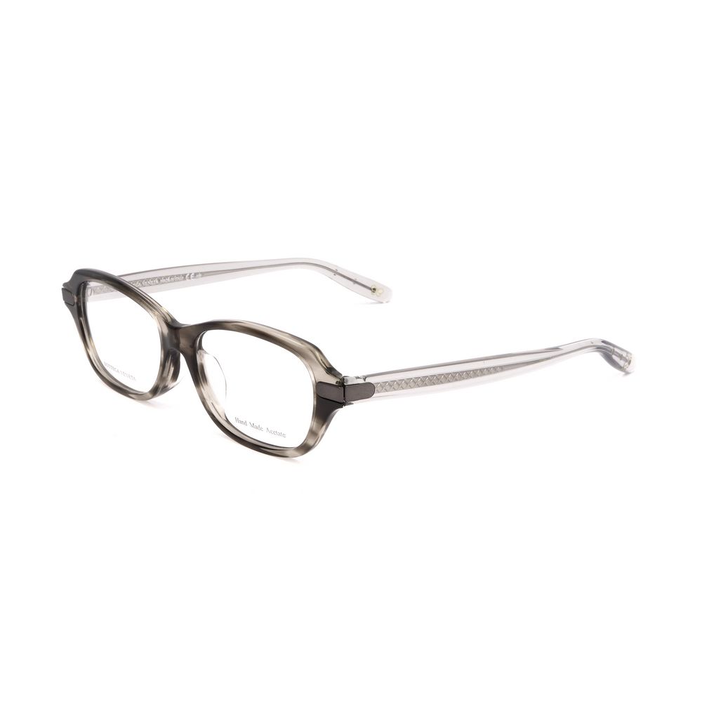 Bottega Veneta Bicolor Plastic Frames in black Havana and transparent gray featuring 51/16/ mm dimensions.