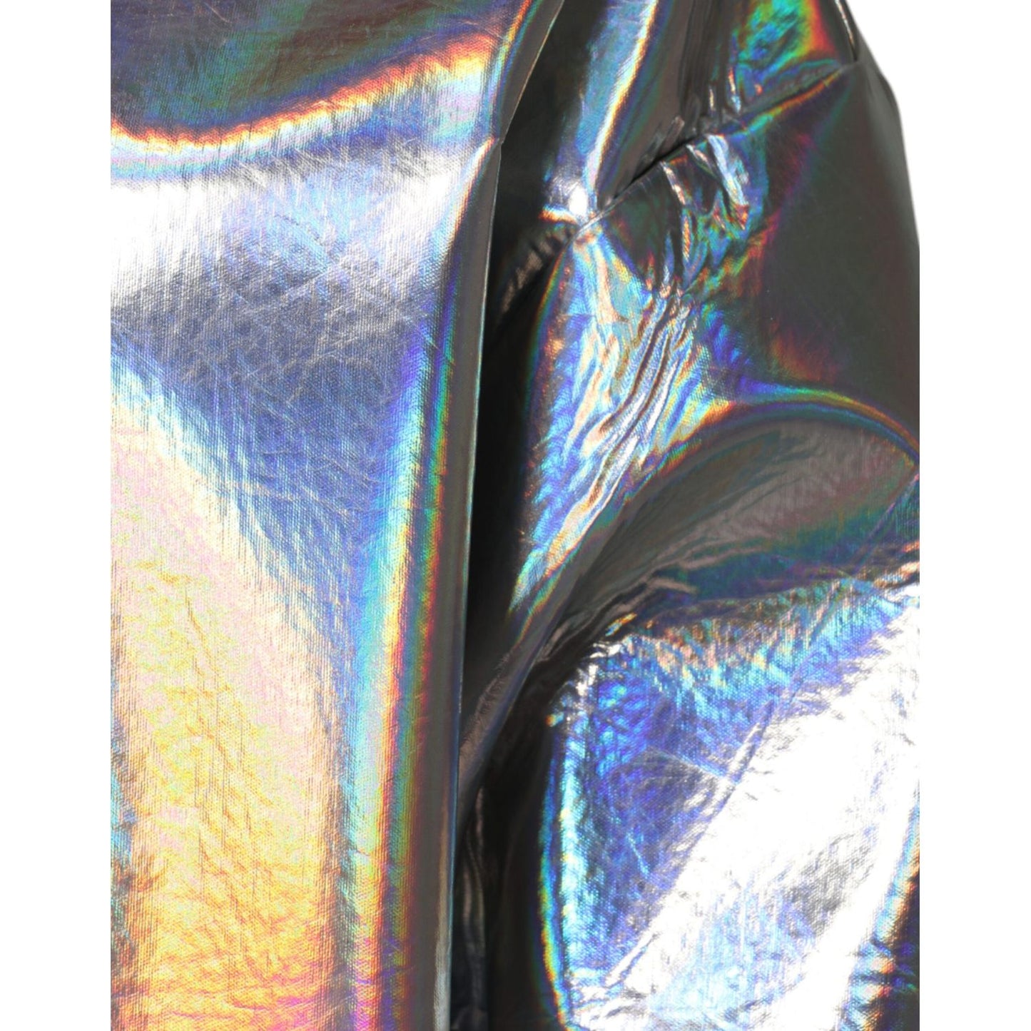 Dolce & Gabbana Silver Iridescent Full Zip Men Bomber Jacket