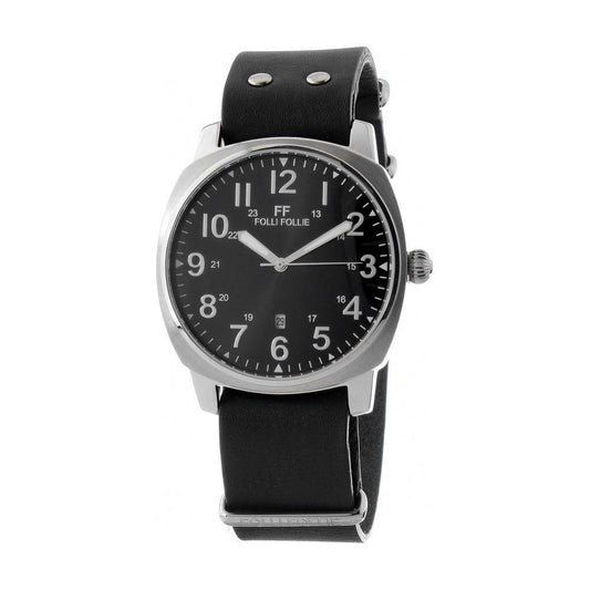 Folli Follie Black Leather Watch FFWF14T001SDNNAC