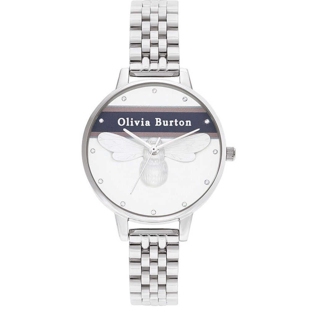 Olivia Burton Silver Stainless Steel Dress Watch