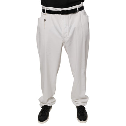 Brunello Cucinelli White Cotton Men Dress Tapered Pants