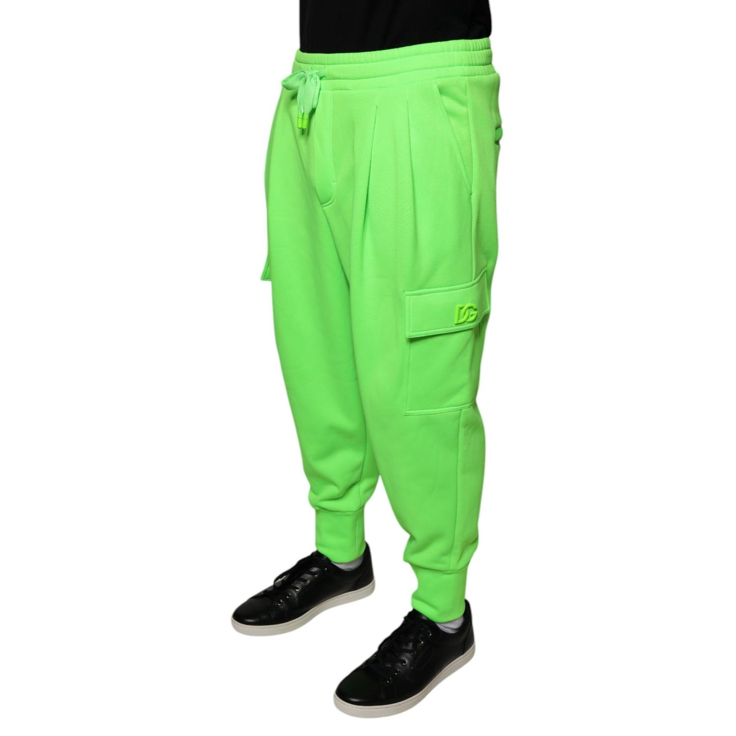 Dolce & Gabbana Neon Green Polyester Cargo Jogger Sweatpants Pants