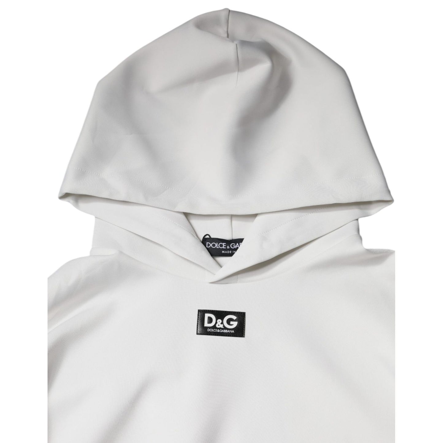 Dolce & Gabbana White D&G Logo Hooded Men Sweatshirt Sweater