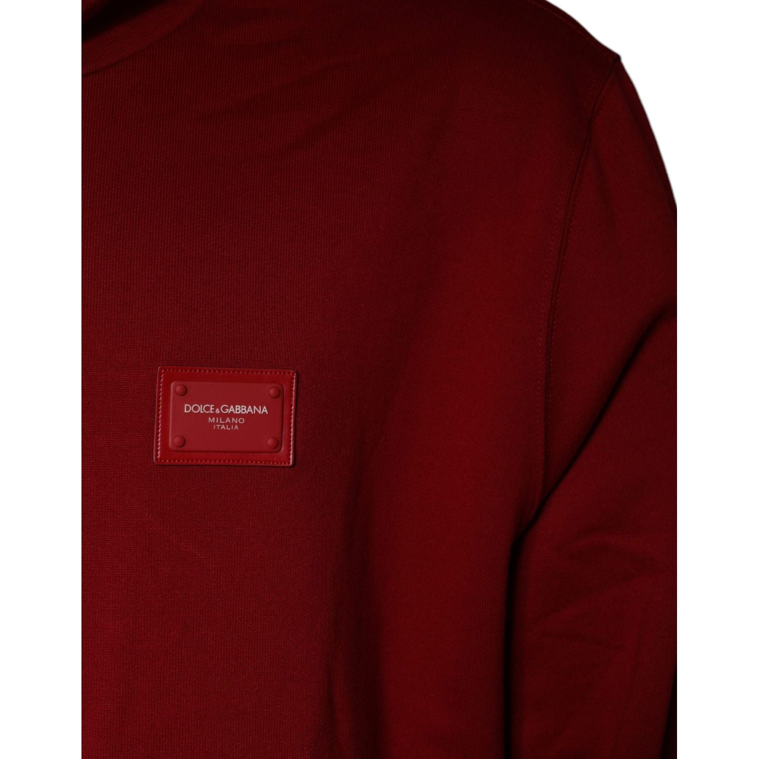 Dolce & Gabbana Red Logo Plaque Hooded Sweatshirt Sweater