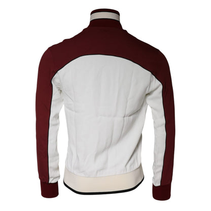 Dolce & Gabbana Red White Logo Full Zip Sweatshirt Sweater