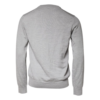 Dolce & Gabbana Light Gray Wool Crew Neck Pullover Sweater
