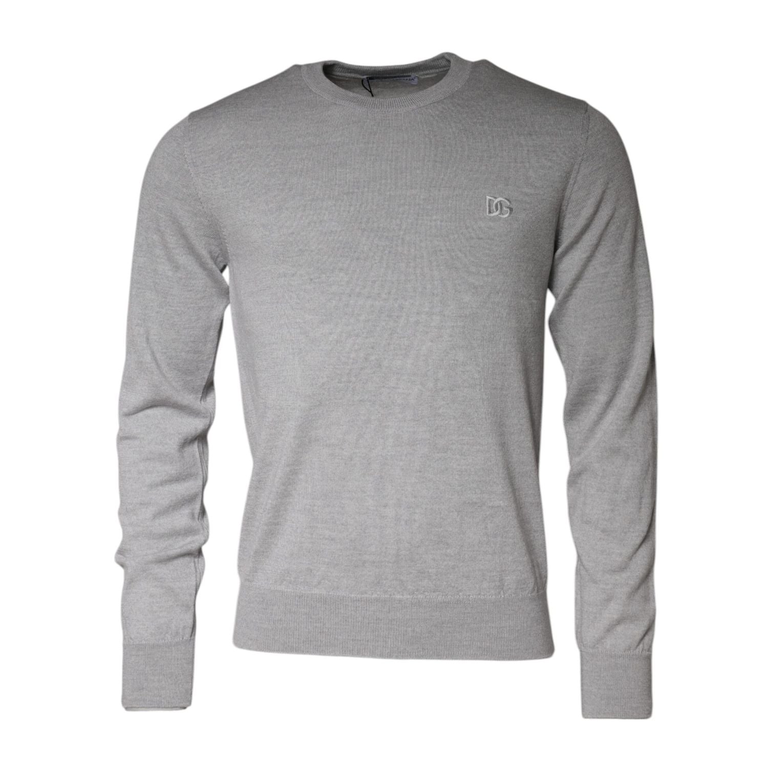 Dolce & Gabbana Light Gray Wool Crew Neck Pullover Sweater