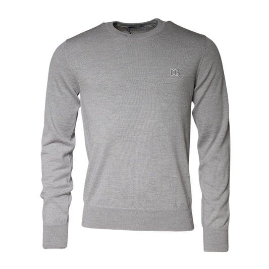 Dolce & Gabbana Light Gray Wool Crew Neck Pullover Sweater