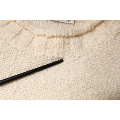 KANGRA Beige Wool Knit Long Sleeve Round Neck Pullover Sweater