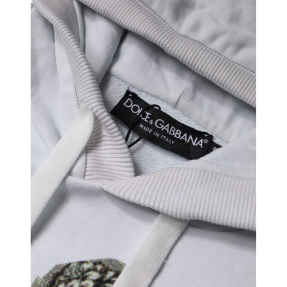 Dolce & Gabbana White Caesar Cotton Hooded Pullover Sweater