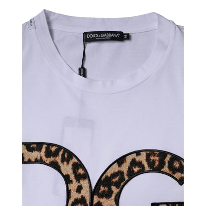 Dolce & Gabbana White DG Logo Cotton Shorts Sleeves T-shirt