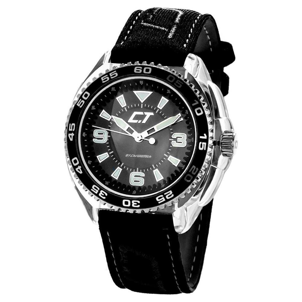 Chronotech Black Leather Watch CHCC6280L01AC