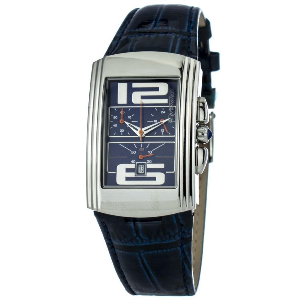Chronotech Blue Leather Dress Watch