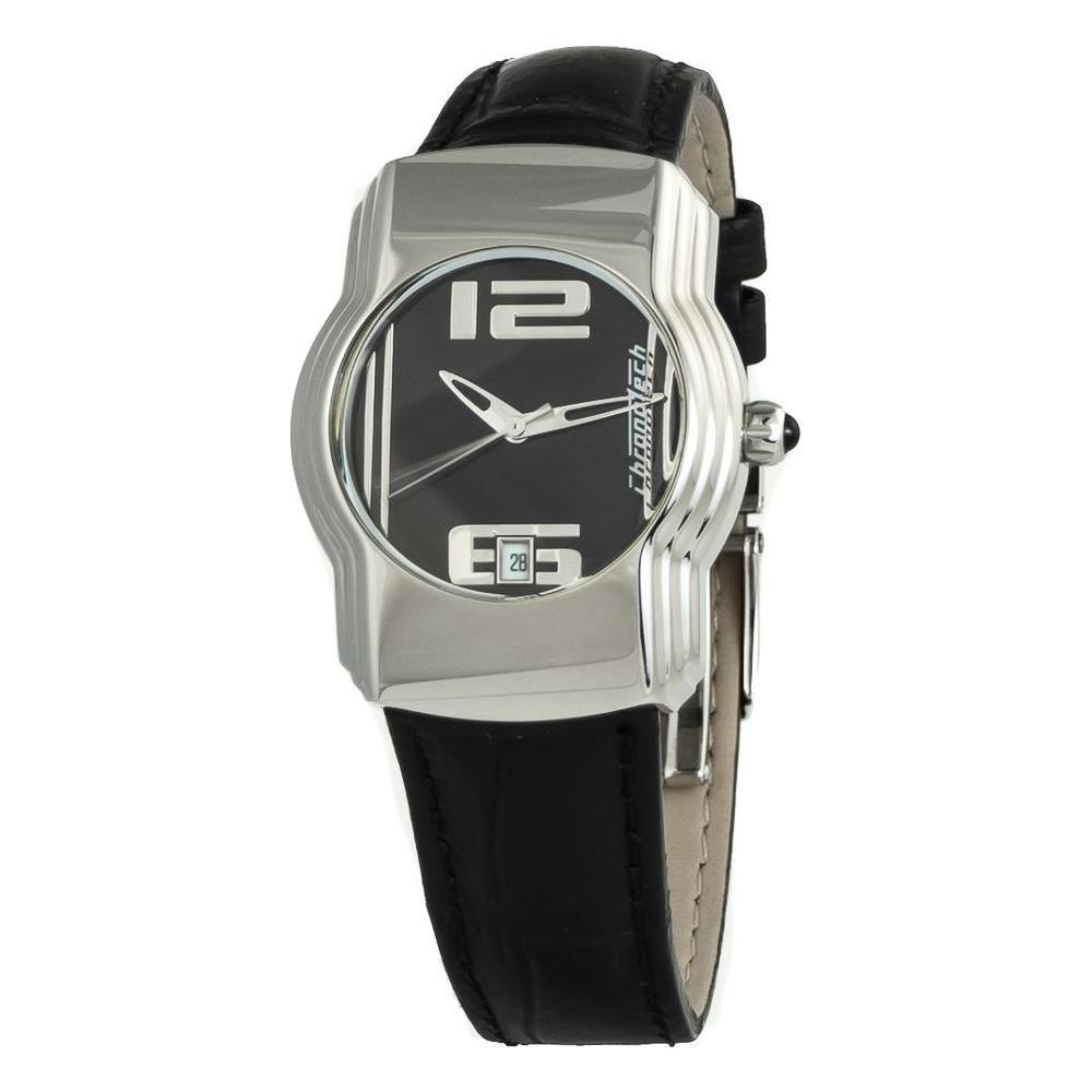 Chronotech Black Leather Dress Watch