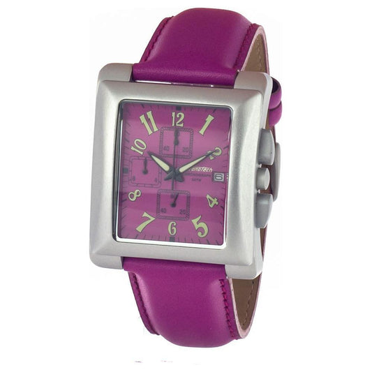 Chronotech Purple Leather Dress Watch