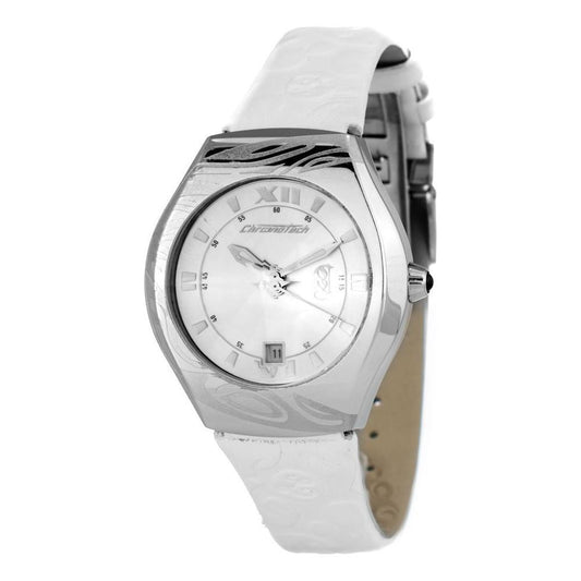 Chronotech White Leather Dress Watch