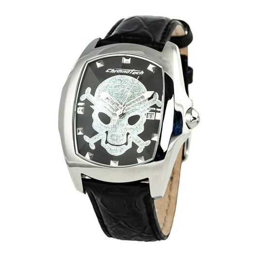 Chronotech Black Leather Watch CHCT7896M102AC