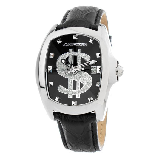 Chronotech Black Leather Watch CHCT7896M103AC