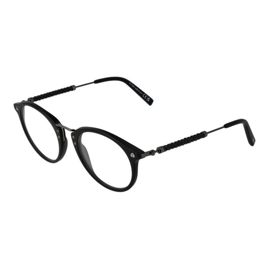 Tod's Black Men Glasses Frame, full-rim round style with black acetate material, demo lenses, 49mm width, 21mm bridge, 135mm frame width.