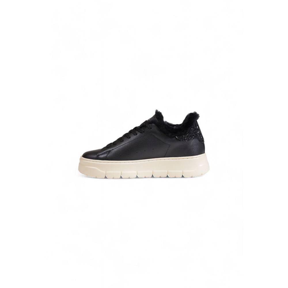 Crime London Black Leather Chunky Sneakers