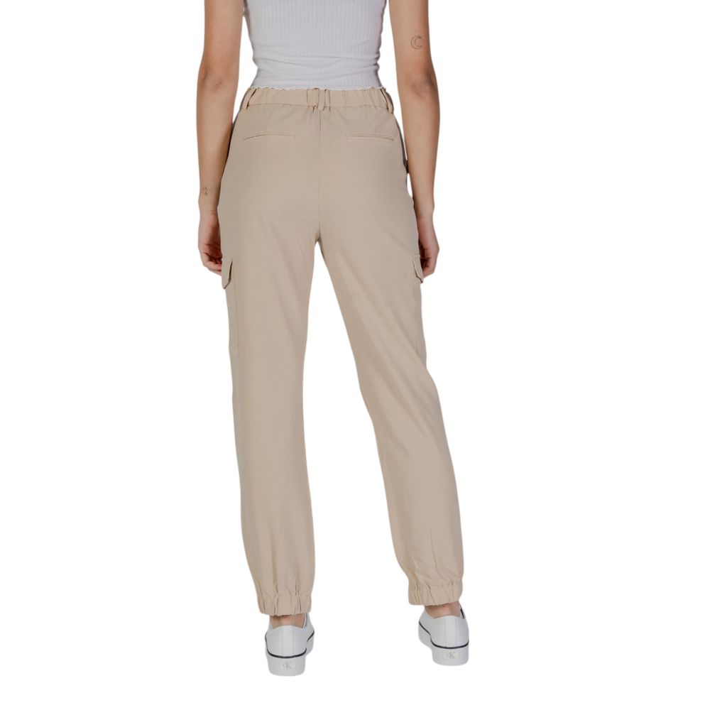 B.Young Beige Polyester Cargo Pants