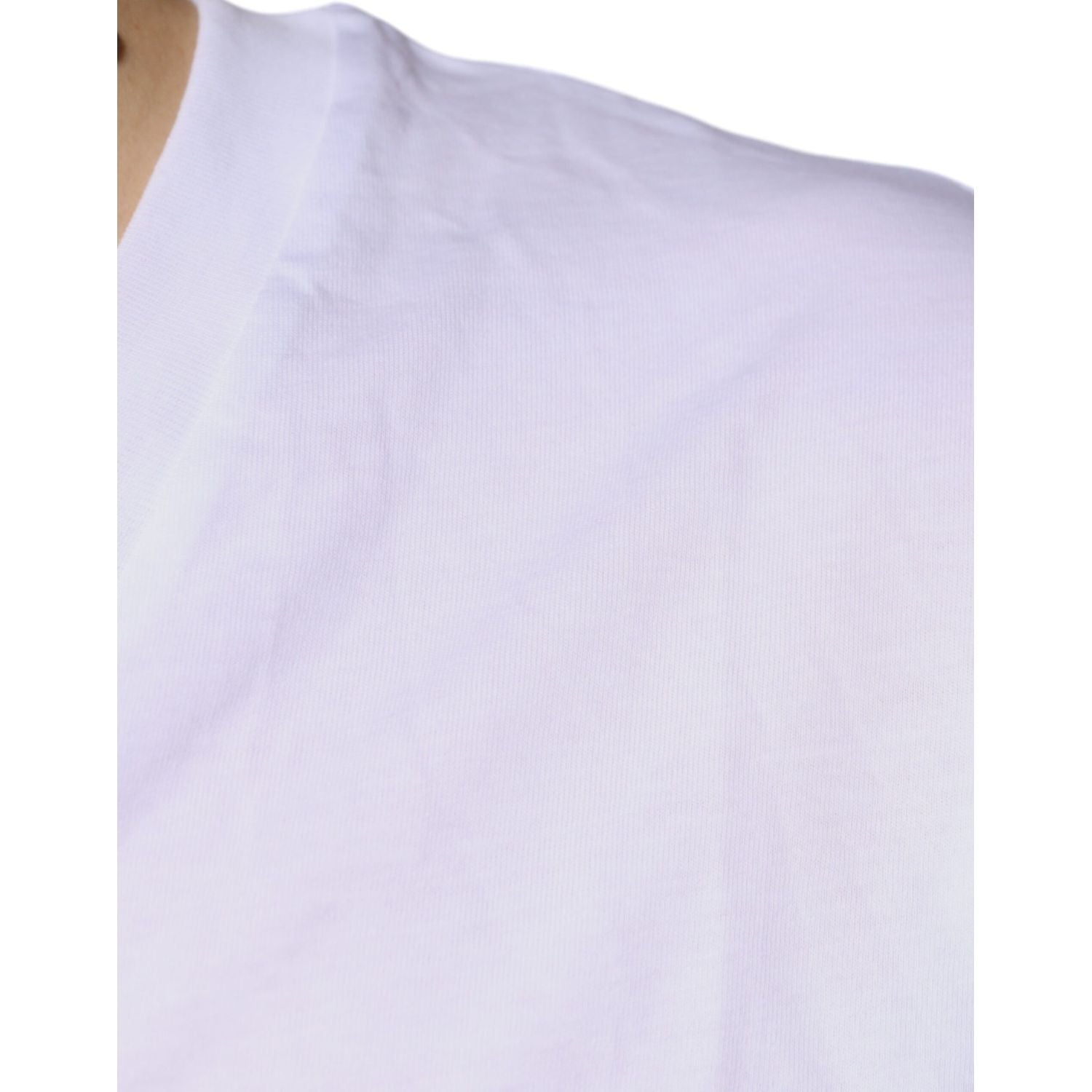 Dolce & Gabbana White Logo Cotton Vneck Short Sleeve T-shirt