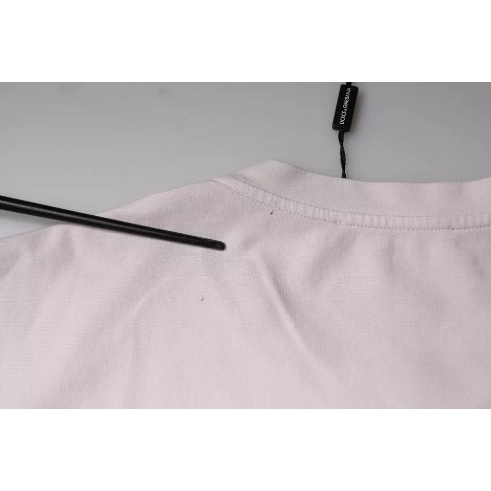 Dolce & Gabbana Beige Logo Cotton Blend Crew Neck T-shirt