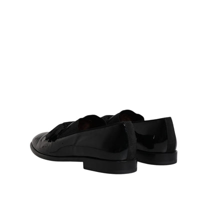 Dolce & Gabbana Black Leather Loafers Men Formal Dress Shoes