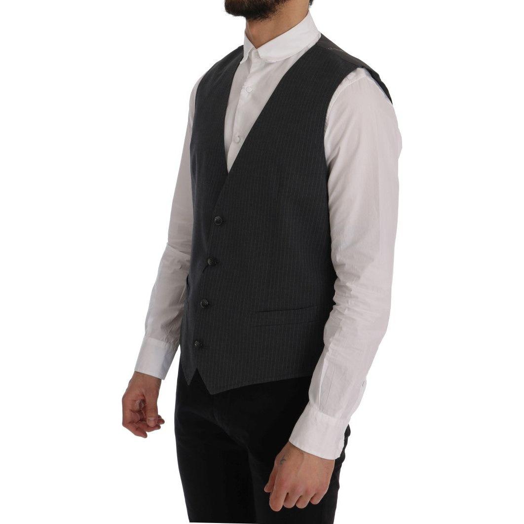 Dolce & Gabbana Gray STAFF Cotton Striped Vest SIG60352-1