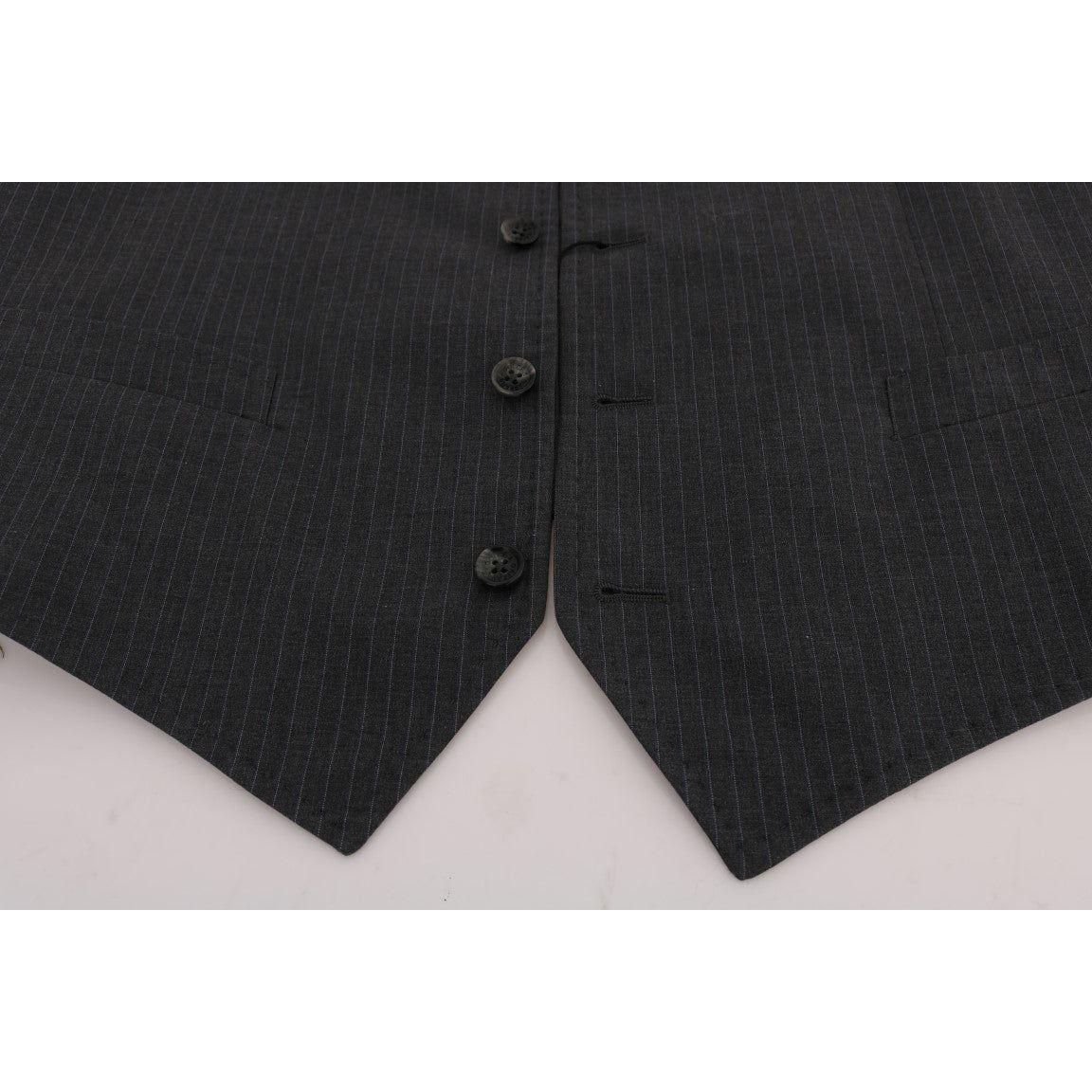 Dolce & Gabbana Gray STAFF Cotton Striped Vest SIG60352-1