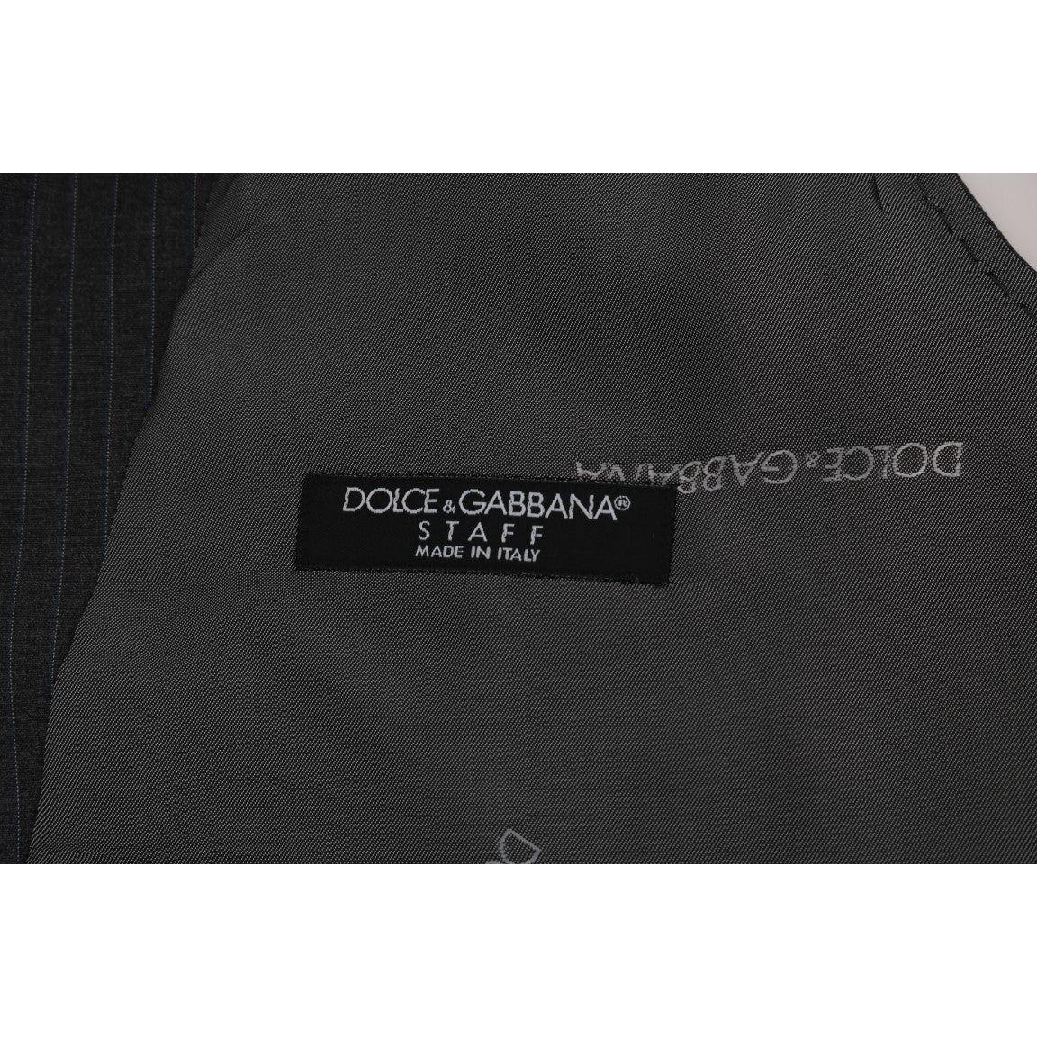 Dolce & Gabbana Gray STAFF Cotton Striped Vest SIG60352-1