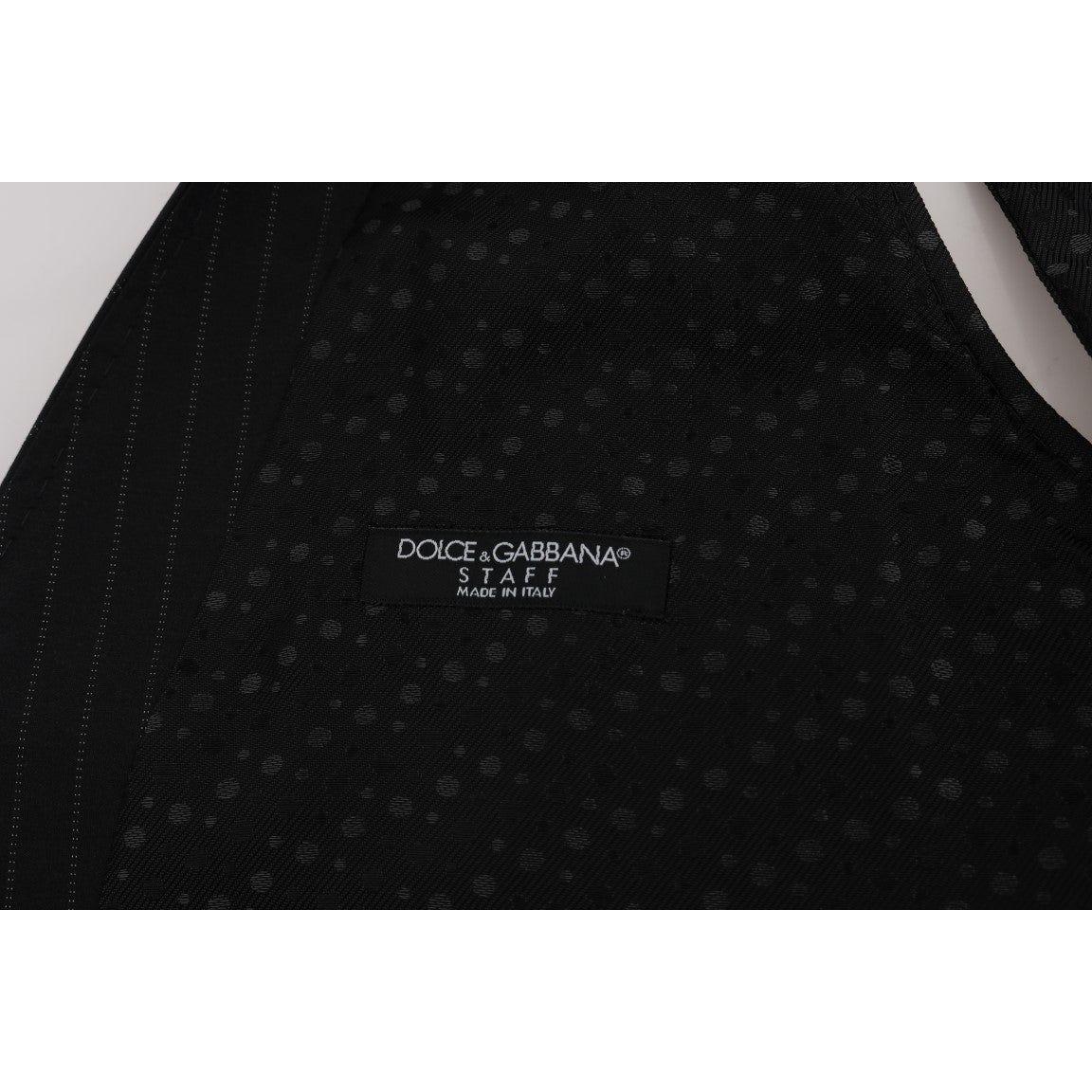 Dolce & Gabbana Gray STAFF Cotton Striped Vest