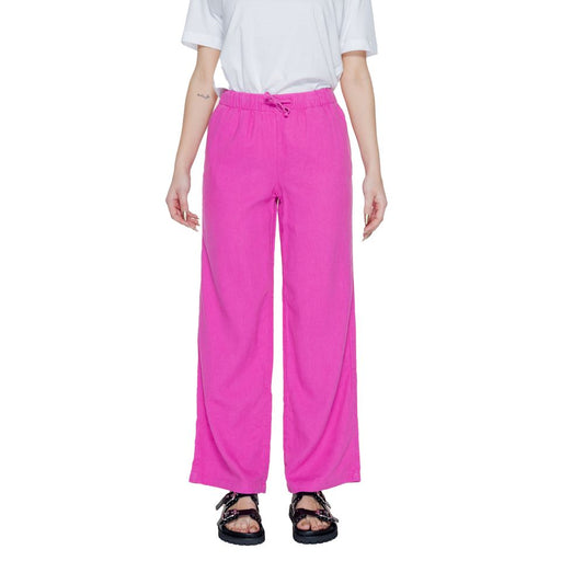 Only Pink Linen Casual Pants