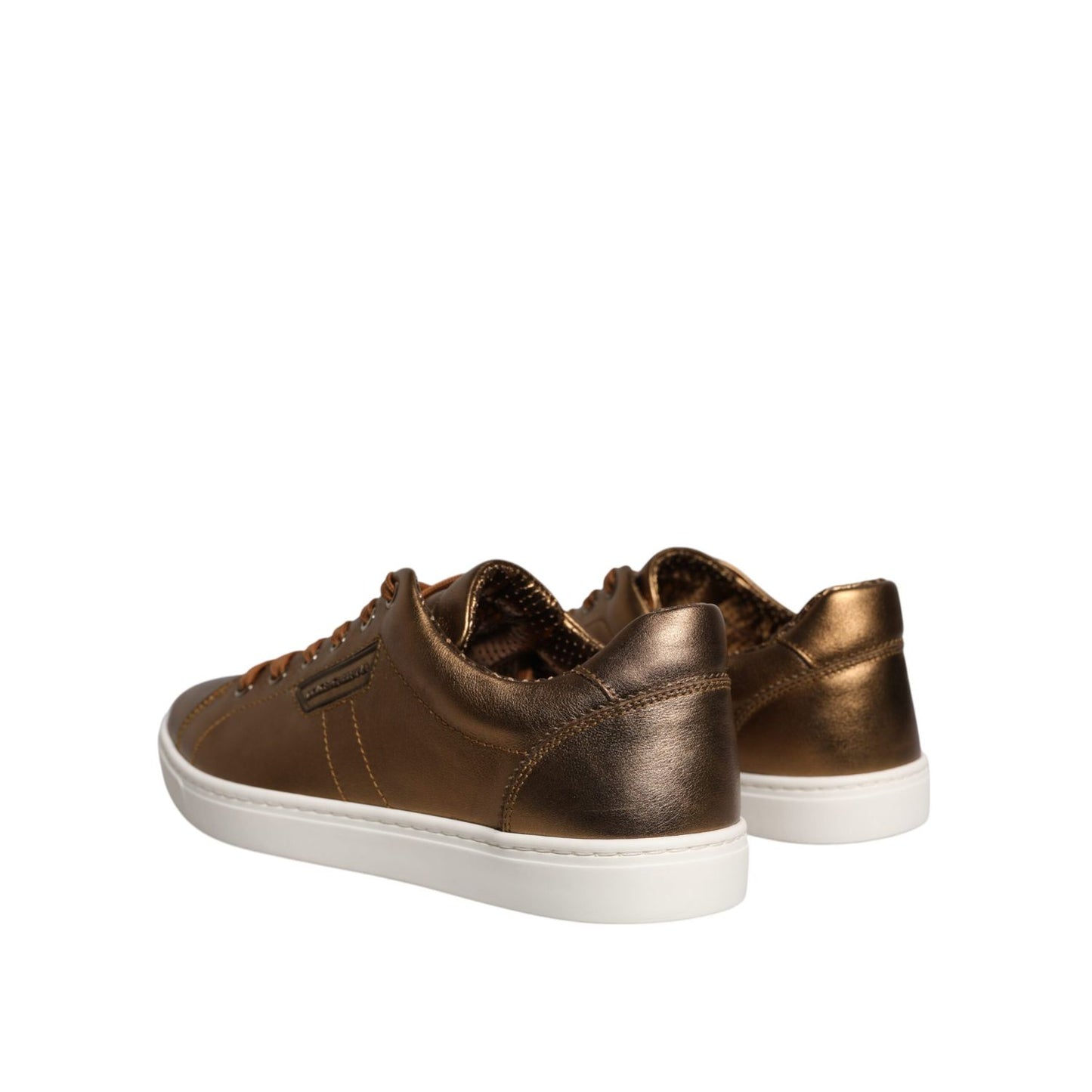 Dolce & Gabbana Gold Leather Logo London Men Sneaker Shoes