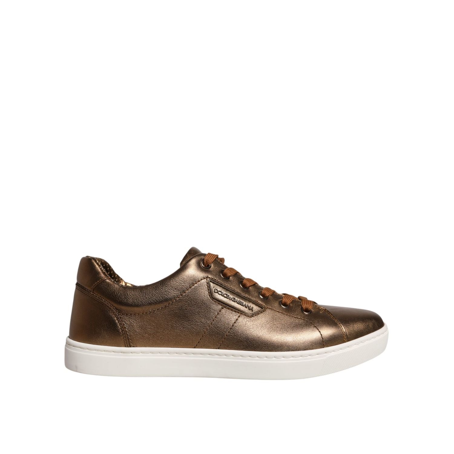Dolce & Gabbana Gold Leather Logo London Men Sneaker Shoes