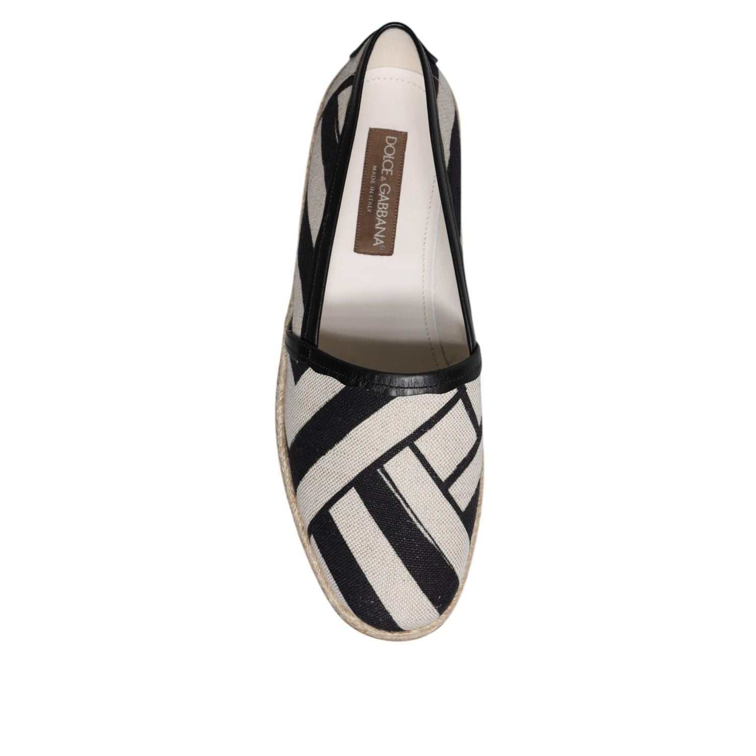 Dolce & Gabbana Black White Stripes Slip On Espadrille Shoes
