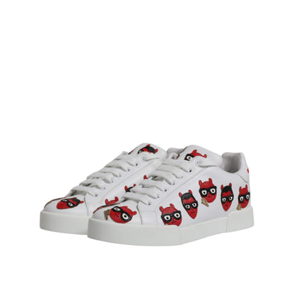 Dolce & Gabbana White Devil Face Portofino Sneakers Shoes