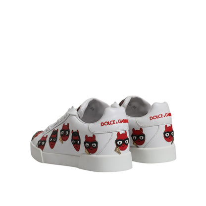 Dolce & Gabbana White Devil Face Portofino Sneakers Shoes