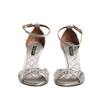 Dolce & Gabbana Silver Ankle Strap Crystal Sandals Shoes