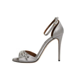 Dolce & Gabbana Silver Ankle Strap Crystal Sandals Shoes