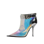 Dolce & Gabbana Shoes Silver Iridescent Pointed Short Boots