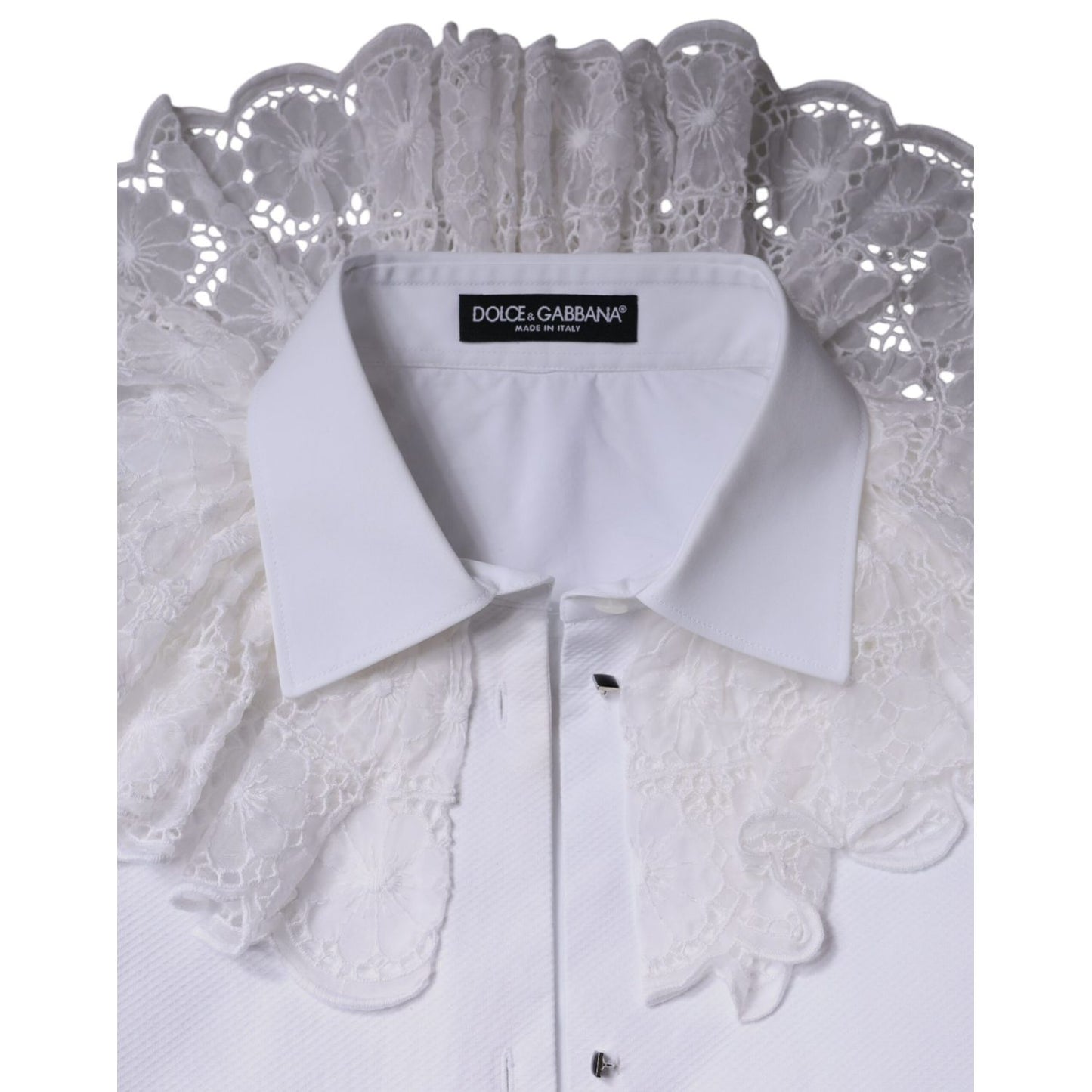 Dolce & Gabbana White Cotton Poplin Shirt Dress Blouse Top