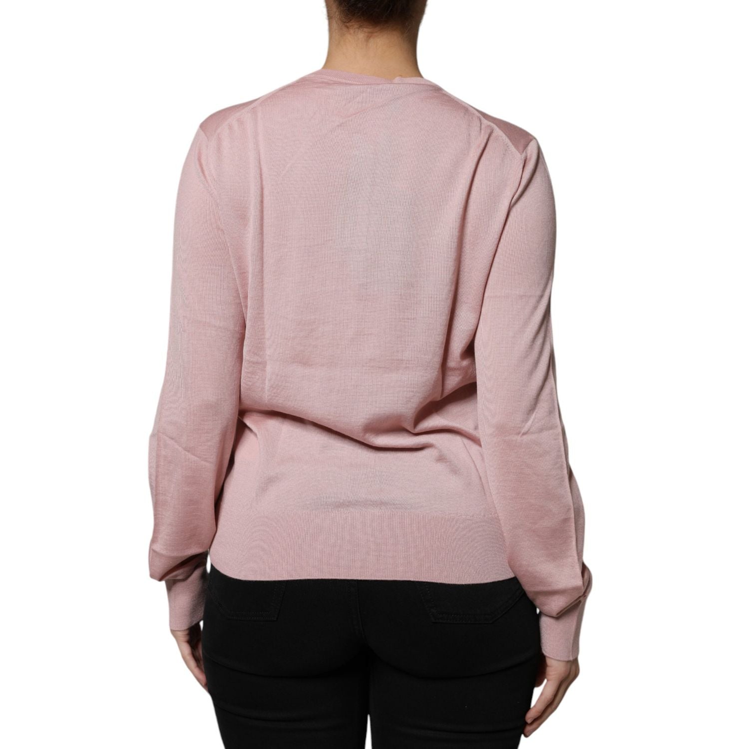 Dolce & Gabbana Pink Wool Knit Button Down Cardigan Sweater